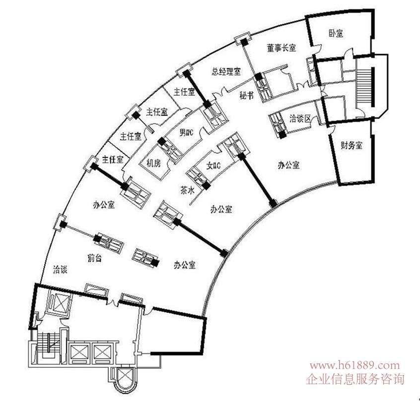 中洲圣廷苑酒店B座 寫字樓 整層 戶型圖片
