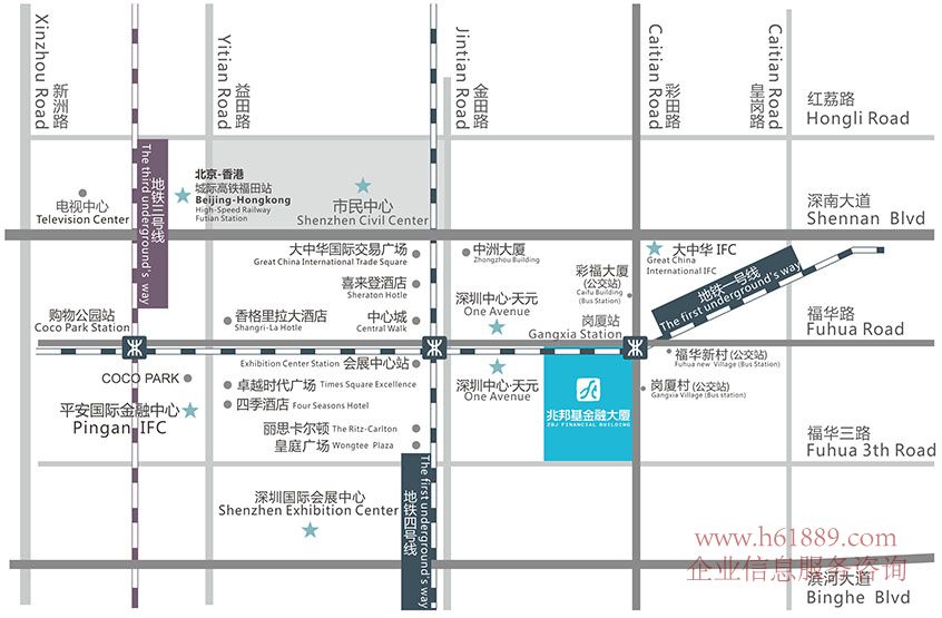 兆邦基金融大廈 地鐵1號線【羅寶線】地鐵10號線【坂田線】崗廈站C出口 出租 交通位置圖片